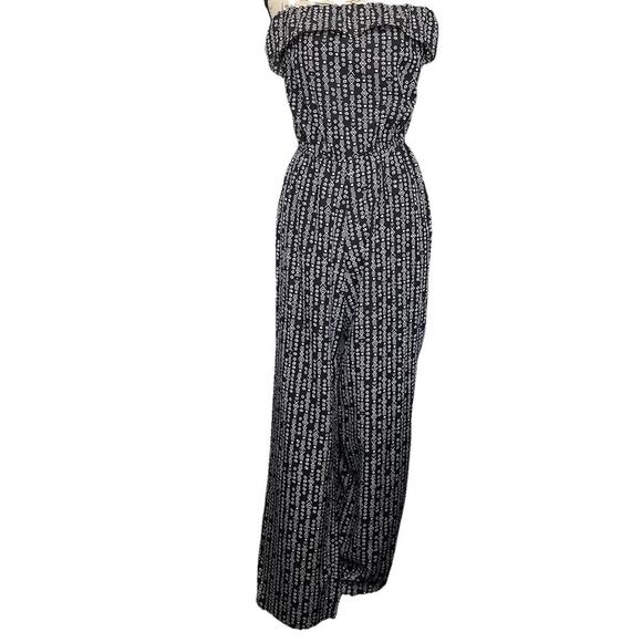 Love Fire Strapless Jumpsuit Black White Tribal Boho Hippie Size Small - Picture 1 of 8